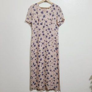Vintage Casual Corners 100% Silk Floral Flower Blush Dress Women's Size 8